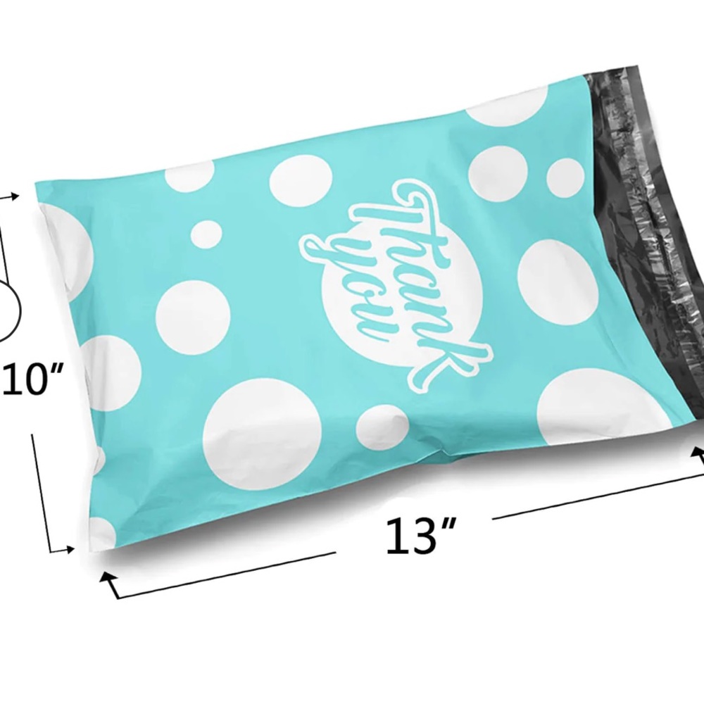 50 10X13 Blue Polka Dot Thank You Poly Mailers, Shipping Envelopes PRICE IS FIRM - Picture 3 of 3